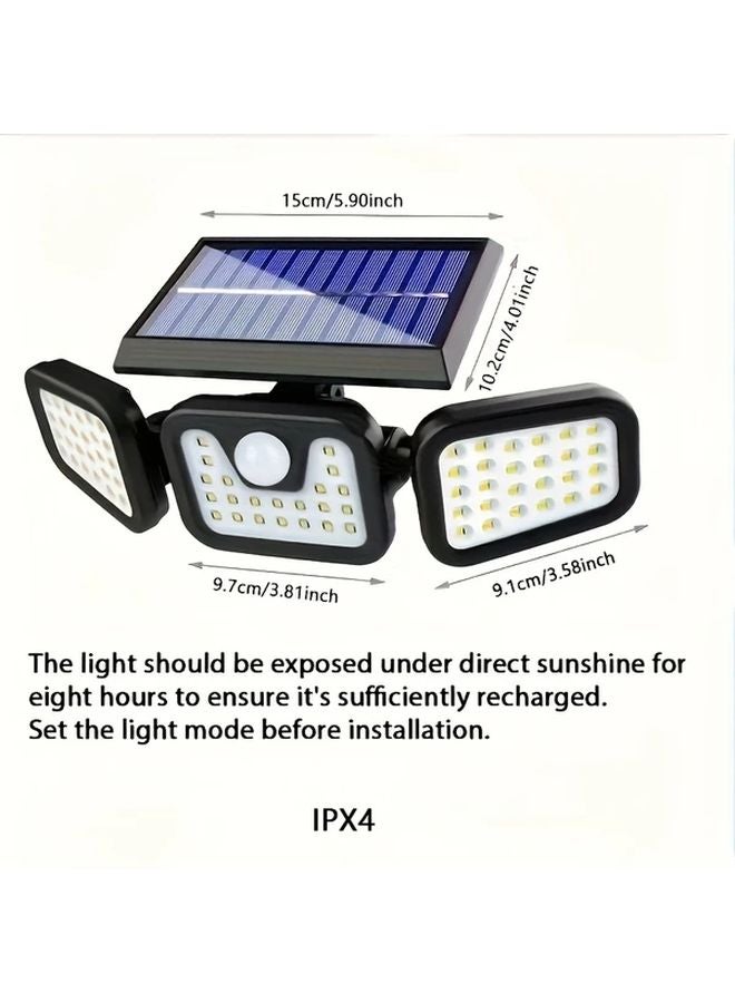 قطعتان من مصابيح الجدار الشمسية LED للخارجي زاوية واسعة 270 درجة مع حساس حركة و3 أوضاع - Image 3