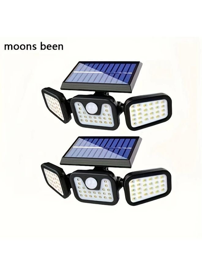 قطعتان من مصابيح الجدار الشمسية LED للخارجي زاوية واسعة 270 درجة مع حساس حركة و3 أوضاع - Image 2