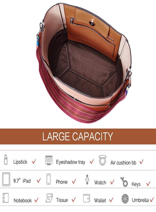 BROMEN Women Handbag Designer Vegan Leather Hobo Handbags Shoulder Bucket Cross body Purse Brown - Image 5