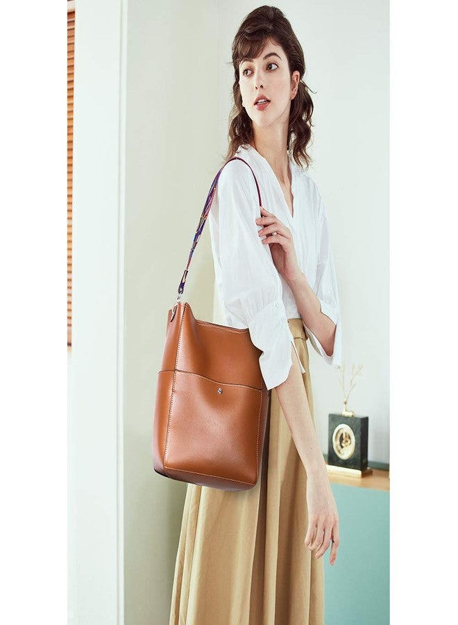 BROMEN Women Handbag Designer Vegan Leather Hobo Handbags Shoulder Bucket Cross body Purse Brown - Image 2