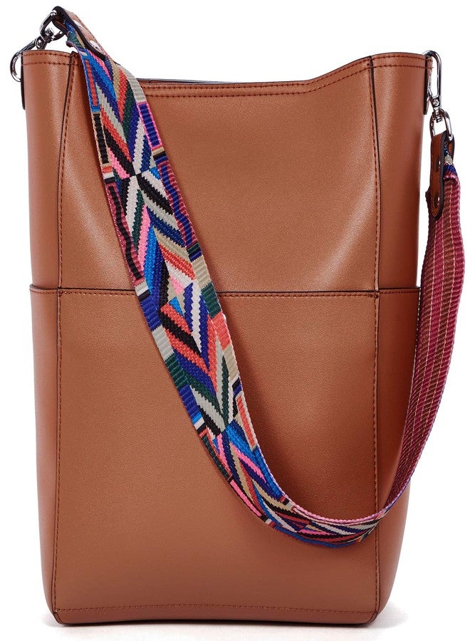 BROMEN Women Handbag Designer Vegan Leather Hobo Handbags Shoulder Bucket Cross body Purse Brown - Image 1