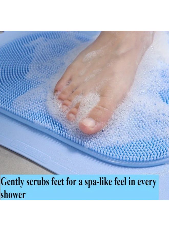 Light Blue Non Slip Bath Mat with Suction Cups Textured Surface Quick Drainage Anti Fall - Image 2