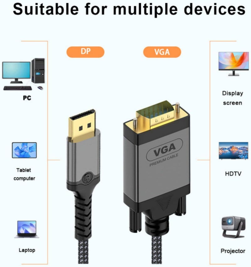 to VGA Cable for Clear 1080P Video Output Soft Braid with Metal Connectors Fast Transfer to VGA - Image 5