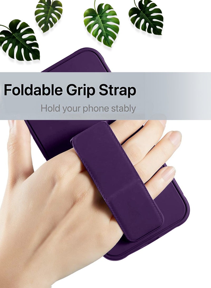 Samsung Galaxy A16 5G 2024 Hand Grip Foldable Magnetic Kickstand Wrist Strap Finger Grip With Built-In Iron Case Cover - Eggplant Purple