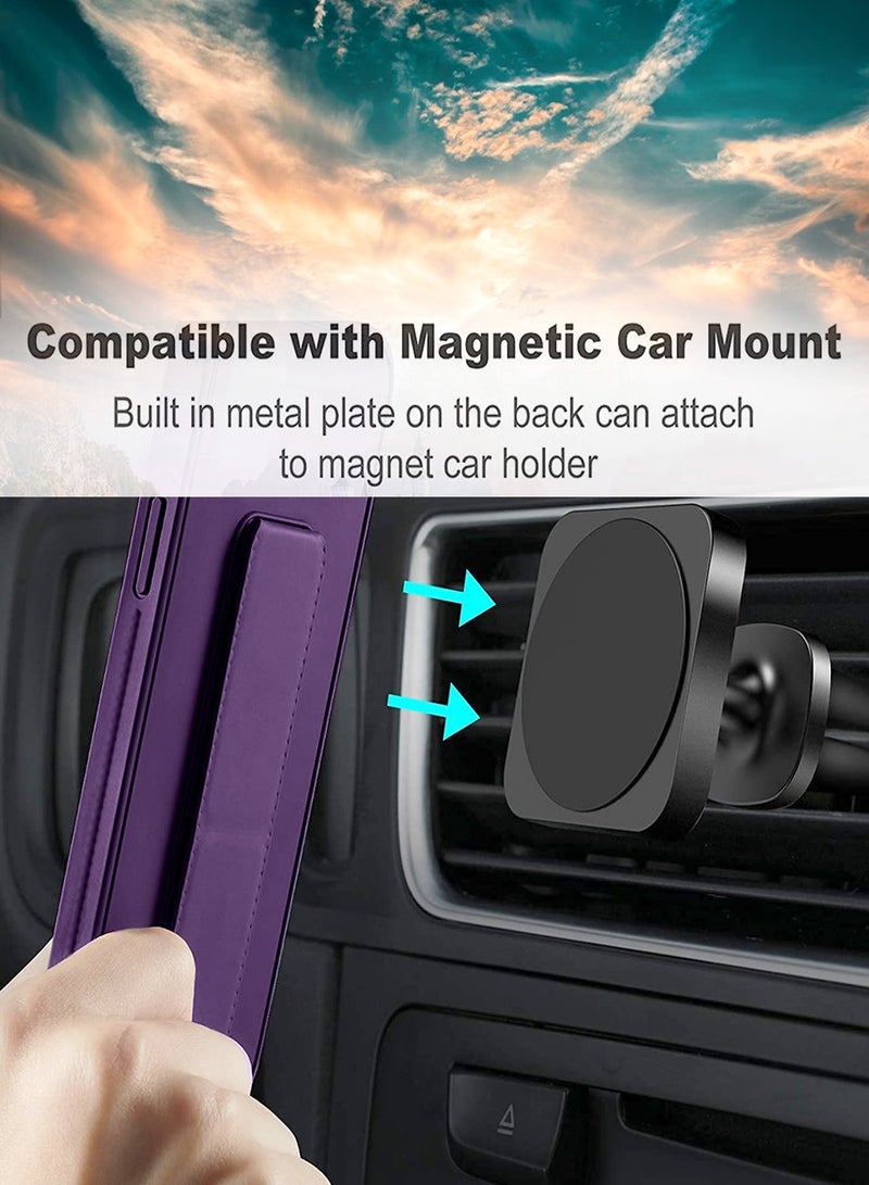 Samsung Galaxy A16 5G 2024 Hand Grip Foldable Magnetic Kickstand Wrist Strap Finger Grip With Built-In Iron Case Cover - Eggplant Purple