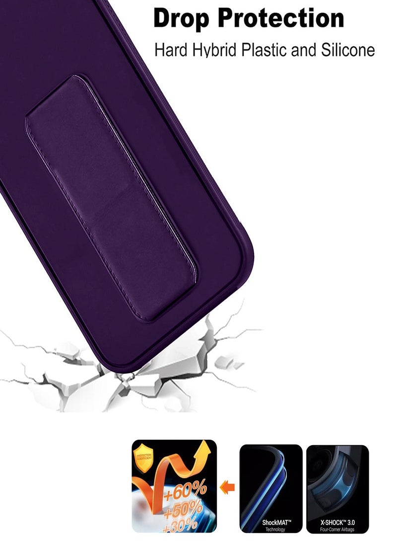 Samsung Galaxy A16 5G 2024 Hand Grip Foldable Magnetic Kickstand Wrist Strap Finger Grip With Built-In Iron Case Cover - Eggplant Purple
