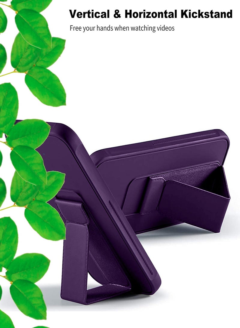 Samsung Galaxy A16 5G 2024 Hand Grip Foldable Magnetic Kickstand Wrist Strap Finger Grip With Built-In Iron Case Cover - Eggplant Purple