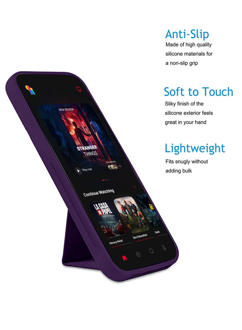 Samsung Galaxy A16 5G 2024 Hand Grip Foldable Magnetic Kickstand Wrist Strap Finger Grip With Built-In Iron Case Cover - Eggplant Purple