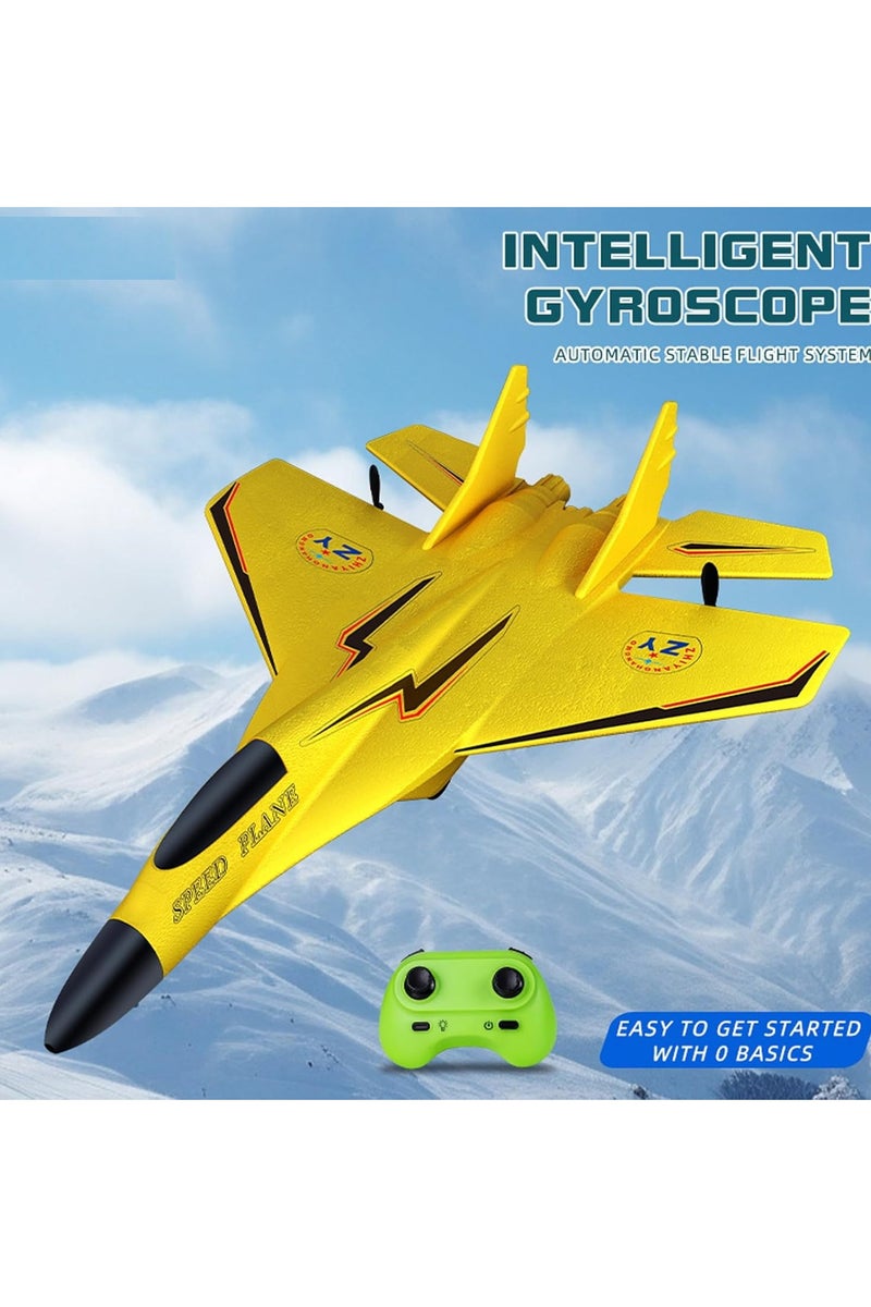 DubaiGallery RC Plane Yellow 2.4GHz 2 Channel Remote Control Plane Jet Fighter Airplane with GYRO for Kids and Beginners - Image 4