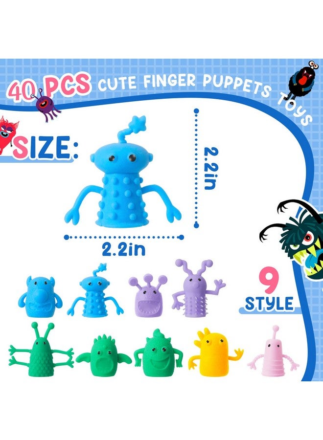 Junkin 40 Pcs Cute Finger Puppets Toys Finger Toys Of Monster Pattern Soft Rubber Finger Puppet Mini Stretchy Fidget Toy Finger Doll Toys Tiny Prank Set For Role Playing Birthday Party Favor 9 Random Styles - Image 3
