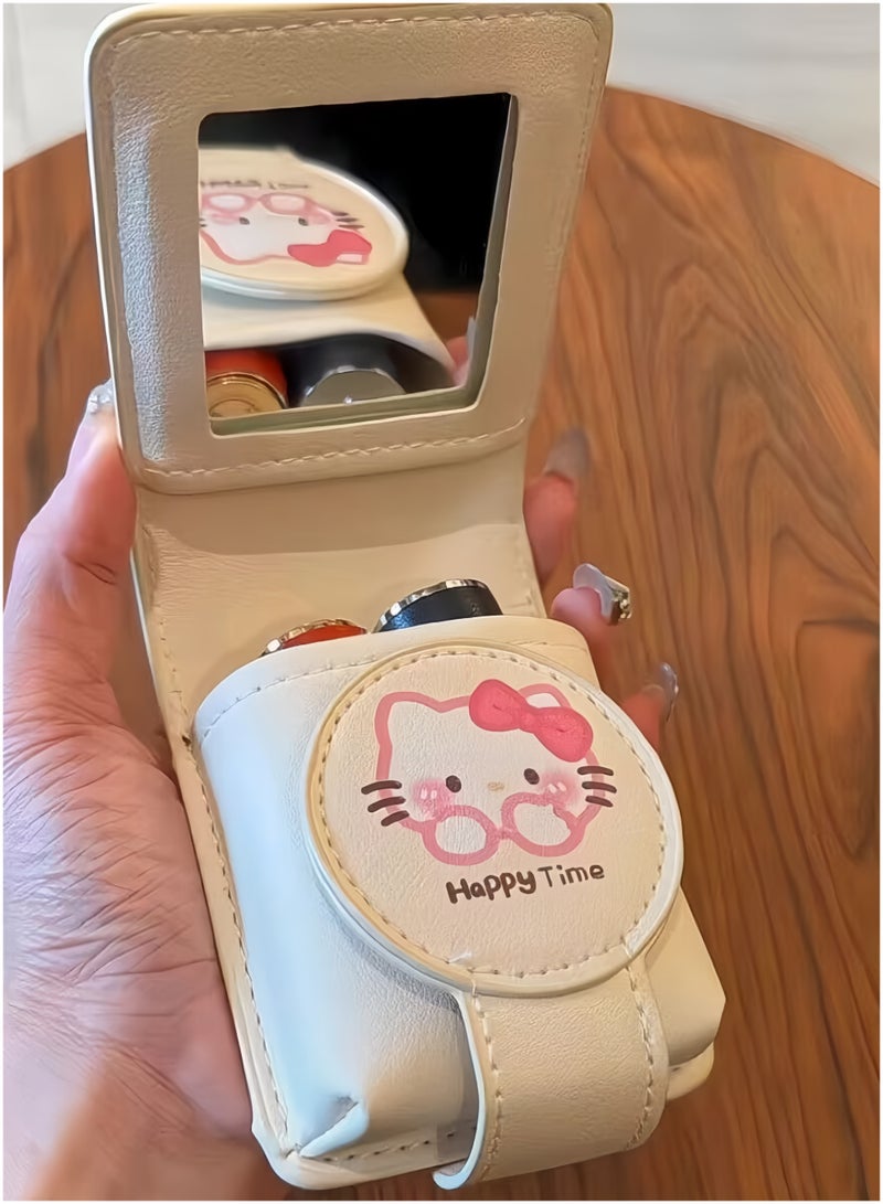 Cute cartoon lipstick case,large lip balm storage bag with mirror,portable leather mini lip gloss pouch,perfect holiday gift - Image 3
