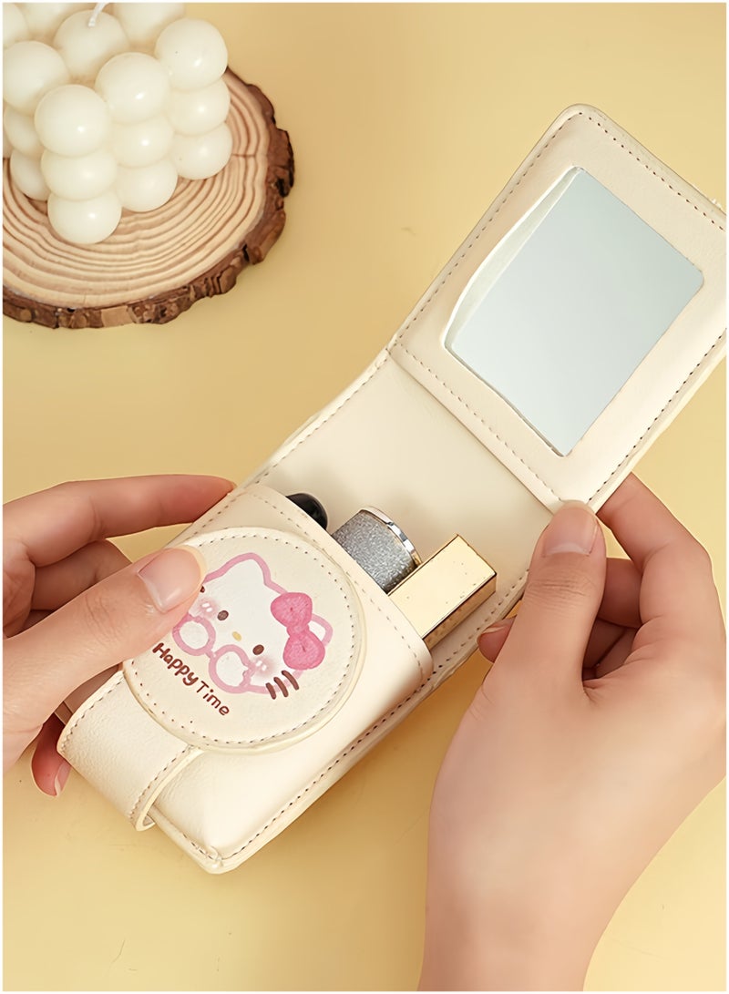 Cute cartoon lipstick case,large lip balm storage bag with mirror,portable leather mini lip gloss pouch,perfect holiday gift - Image 2