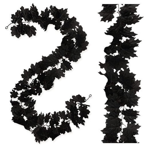 Generic Artificial Maple Vine for Halloween  Christmas Decor Black maple leaf rattan 