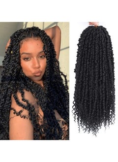 NAYOO Passion Twist Hair 8 Packs 18 Inch Passion Twist Crochet Hair For Women Crochet Pretwisted Curly Hair Passion Twists Synthetic Braiding Hair Extensions (18 Inch 8 Packs 1B)  - Image 1