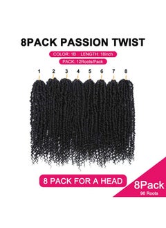 NAYOO Passion Twist Hair 8 Packs 18 Inch Passion Twist Crochet Hair For Women Crochet Pretwisted Curly Hair Passion Twists Synthetic Braiding Hair Extensions (18 Inch 8 Packs 1B)  - Image 4