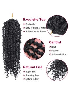NAYOO Passion Twist Hair 8 Packs 18 Inch Passion Twist Crochet Hair For Women Crochet Pretwisted Curly Hair Passion Twists Synthetic Braiding Hair Extensions (18 Inch 8 Packs 1B)  - Image 3