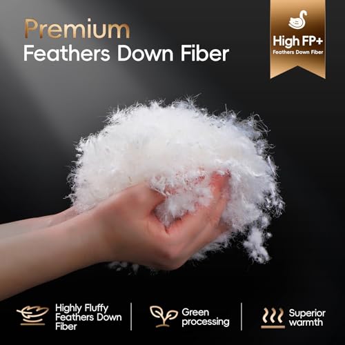 Wellos Luxury Goose Feather Down Comforter King Size - 1600 TC/DM Cotton Blend Medium Warmth Duvet Insert for All Season High Fill-Power Hotel Bedding Comforters, King 106" X 90" - Image 2
