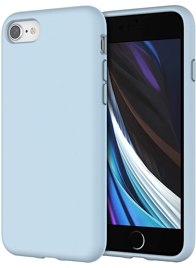 جي تيك علبة السيليكون لـ iPhone SE 3/2 (2022/2020 Edition) ، و iPhone 8 و iPhone 7 ، و 4.7 بوصة ، وحريرة كاملة اللمس ، وغطاء مقاوم للصدمة مع بطانة الألياف الدقيقة (الأزرق الفاتح) - Image 1