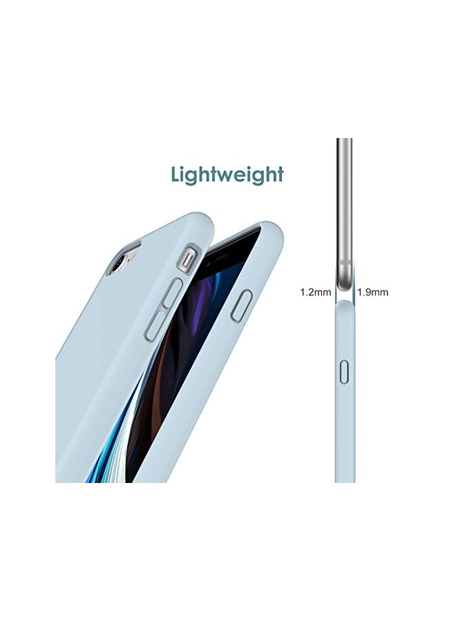 جي تيك علبة السيليكون لـ iPhone SE 3/2 (2022/2020 Edition) ، و iPhone 8 و iPhone 7 ، و 4.7 بوصة ، وحريرة كاملة اللمس ، وغطاء مقاوم للصدمة مع بطانة الألياف الدقيقة (الأزرق الفاتح) - Image 4