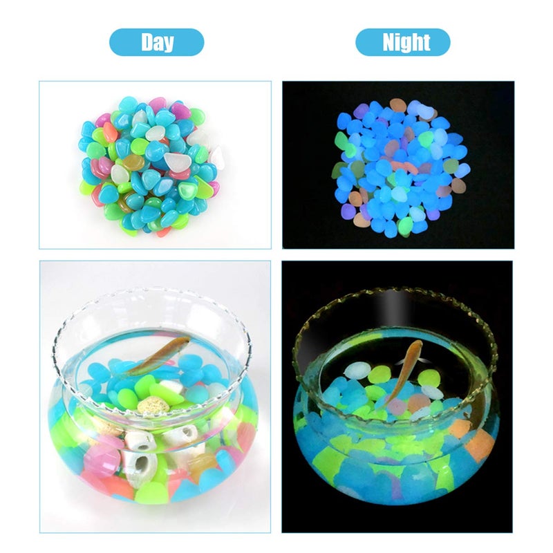 QIAONIUNIU 100 Pcs New Colorful Glow in The Dark Pebbles Stones Rocks for Fish Tank Aquarium Garden Walkway - Image 3