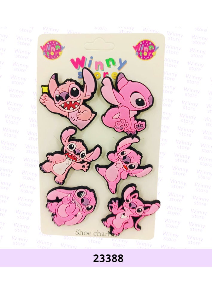 STITCH Crocs Accessories Set – 6 Pieces Stitch Cartoon Character Design – Fun, Stylish and Cute Shoe Charms for Kids and Adults – Add a Playful Touch to Your Look