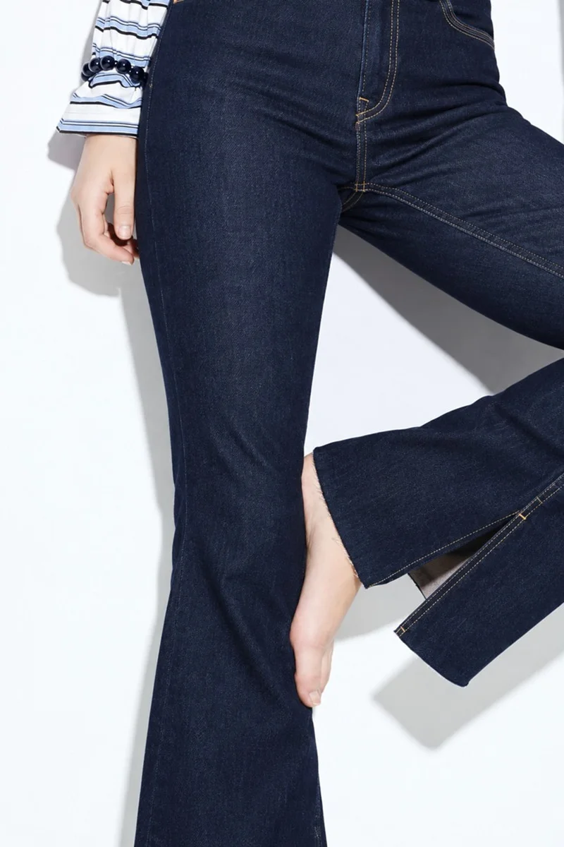 Hiccup Dark Blue Denim H74 Slim Fit Flared Jeans for Women | Best Price UAE
