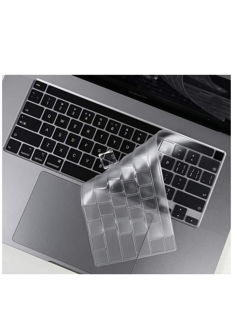 Ultra Thin Keyboard Cover for 2020-2022 MacBook Pro 13 inch A2338 M2 M1 A2289 A2251 & 2020 2019 New MacBook Pro 16 inch A2141 with Touch Bar & Touch ID Keyboard Cover Protective Skin--Clear - Image 1