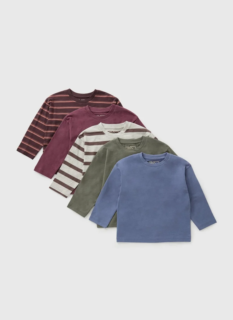 Matalan 5 Pack Boys Multicolour Stripe Long Sleeve Tops