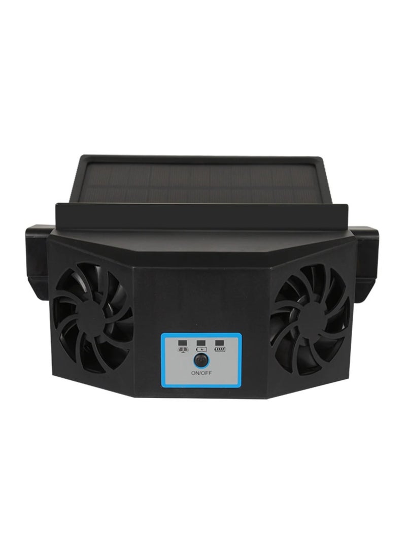 AROAQ Radiator Ventilation System 2 Head Air Circulation Fan 2.4V 4500RPM Air Exhaust Radiator Solar Cooler for Car Truck SUV - Image 1