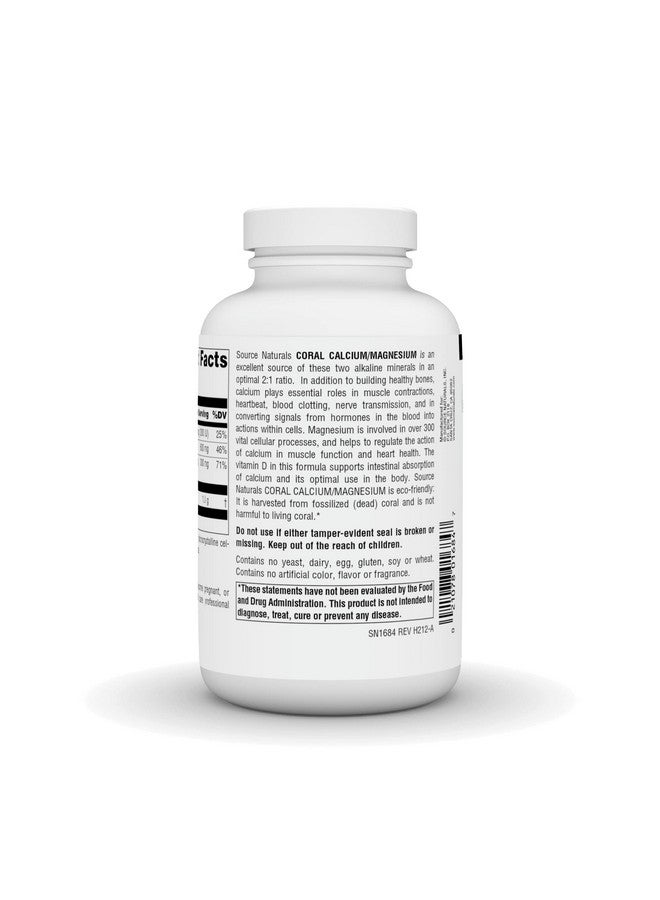 Source Naturals Coral Calcium / Magnesium 2:1 Ratio 180 Capsules - Image 4