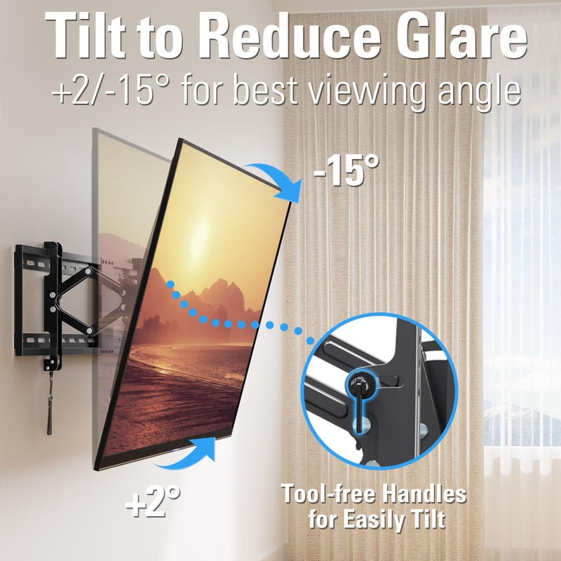 Mounting Dream Advanced Tilt TV Wall Mount for Most 42-90 Inch Flat and Curved Television, Universal Mount Bracket with Extension up to 7 inch, Fits 16", 24", 32" Studs, Max VESA 800x400mm and 120LBS - Image 2