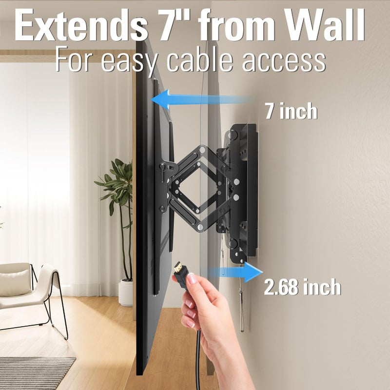 Mounting Dream Advanced Tilt TV Wall Mount for Most 42-90 Inch Flat and Curved Television, Universal Mount Bracket with Extension up to 7 inch, Fits 16", 24", 32" Studs, Max VESA 800x400mm and 120LBS - Image 3