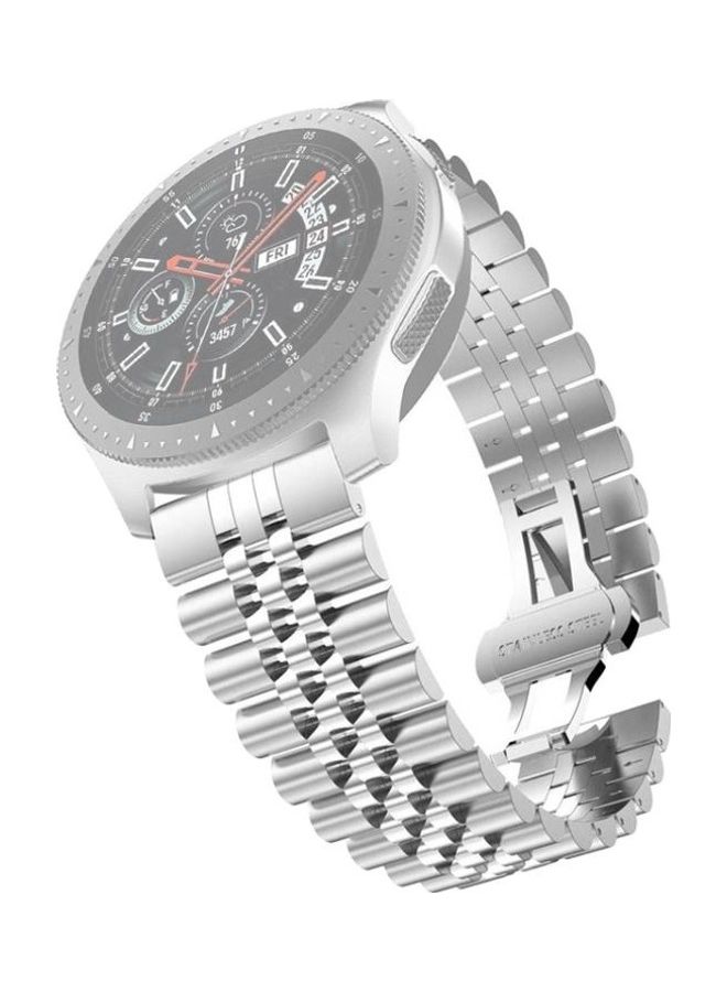 NIBEMINENT Steel Replacement Strap Watchband 20mm For Samsung Galaxy Watch 3 41mm Five Beads Silver  - Image 1