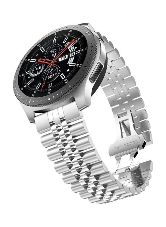 NIBEMINENT Steel Replacement Strap Watchband 20mm For Samsung Galaxy Watch 3 41mm Five Beads Silver  - Image 3