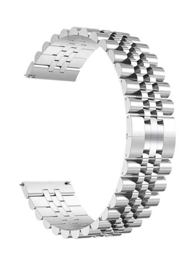 NIBEMINENT Steel Replacement Strap Watchband 20mm For Samsung Galaxy Watch 3 41mm Five Beads Silver  - Image 2