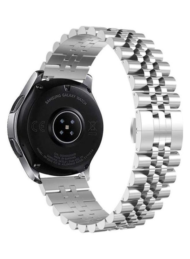 NIBEMINENT Steel Replacement Strap Watchband 20mm For Samsung Galaxy Watch 3 41mm Five Beads Silver  - Image 4
