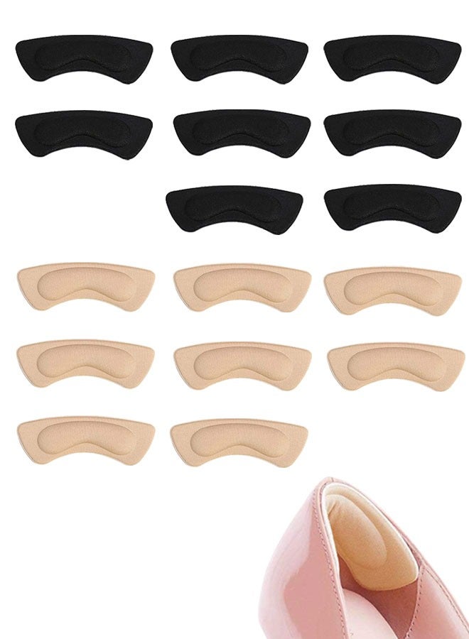 HAWAWA 16pcs Heel Grips Liner Cushions Inserts for Loose Shoes Self-Adhesive Back of Heel Protectors Cushions Prevent Too Big Shoe Men Women, Filler Improved Shoe Fit and Comfort, Prevent Heel Slip and Blister Beige&Black - Image 1