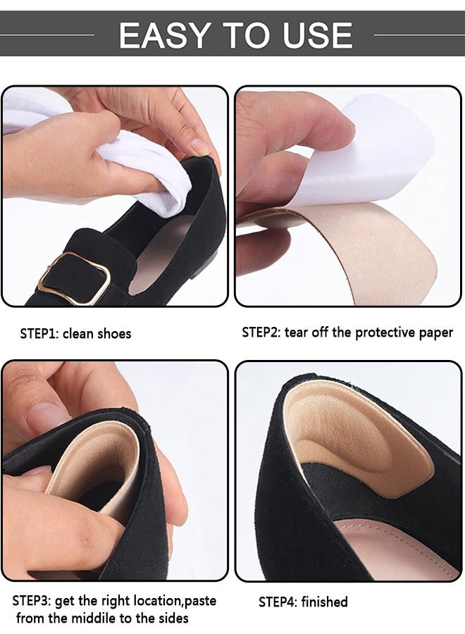 HAWAWA 16pcs Heel Grips Liner Cushions Inserts for Loose Shoes Self-Adhesive Back of Heel Protectors Cushions Prevent Too Big Shoe Men Women, Filler Improved Shoe Fit and Comfort, Prevent Heel Slip and Blister Beige&Black - Image 4