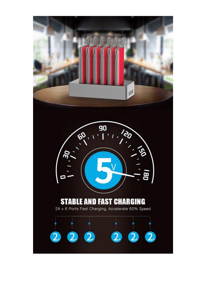 WST - Power Bank Charger Station 6in1 Portable Battery Pack Built In Cable Compatible with Lightning USB-C Micro USB Fast Charging Compact Slim 10000mah - Image 1
