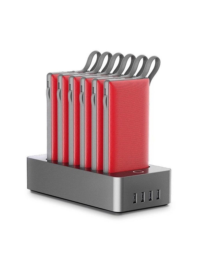 WST - Power Bank Charger Station 6in1 Portable Battery Pack Built In Cable Compatible with Lightning USB-C Micro USB Fast Charging Compact Slim 10000mah - Image 1