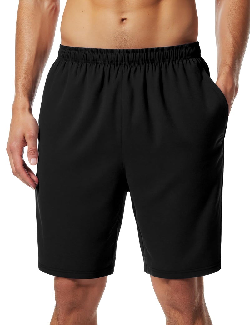 Naarts Men's Athletic Shorts 9'' Quick Dry Workout Running Shorts Lightweight Sports Gym Basketball Shorts with Pockets Black,Large - Image 2