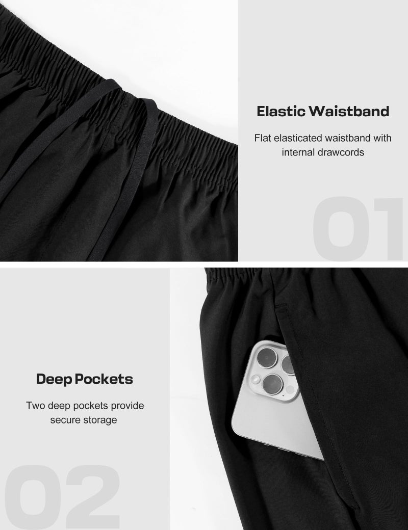 Naarts Men's Athletic Shorts 9'' Quick Dry Workout Running Shorts Lightweight Sports Gym Basketball Shorts with Pockets Black,Large - Image 4