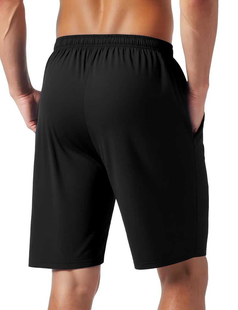 Naarts Men's Athletic Shorts 9'' Quick Dry Workout Running Shorts Lightweight Sports Gym Basketball Shorts with Pockets Black,Large - Image 5
