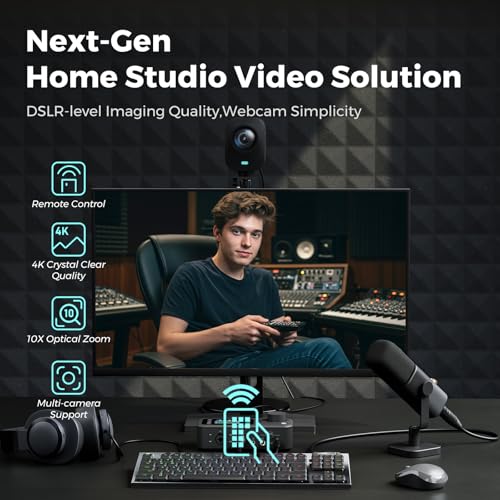 NearStream VM20 4K USB Streaming Camera with 40X Hybrid Zoom/8 Noise-Canceling Mics/Remote Control, HDMI/USB/RJ45 Output, Multi-Cam Ready, for Education,Conference,Worship & Live Event, OBS/Zoom,Black - Image 2