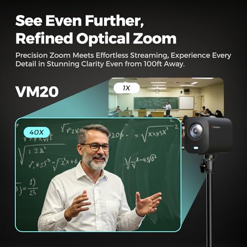 NearStream VM20 4K USB Streaming Camera with 40X Hybrid Zoom/8 Noise-Canceling Mics/Remote Control, HDMI/USB/RJ45 Output, Multi-Cam Ready, for Education,Conference,Worship & Live Event, OBS/Zoom,Black - Image 5