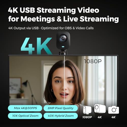 NearStream VM20 4K USB Streaming Camera with 40X Hybrid Zoom/8 Noise-Canceling Mics/Remote Control, HDMI/USB/RJ45 Output, Multi-Cam Ready, for Education,Conference,Worship & Live Event, OBS/Zoom,Black - Image 3