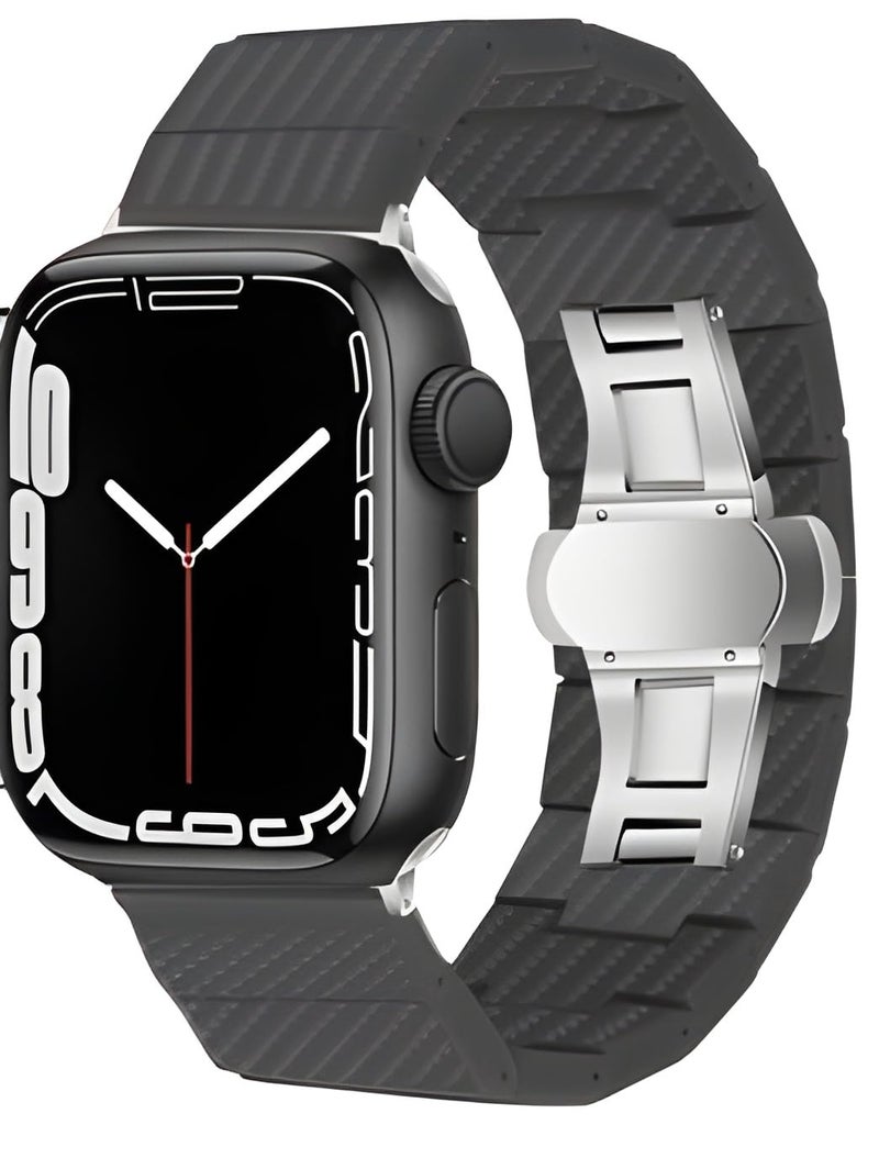 NEXT STORE Carbon Fiber Stainless Steel Sport Strap Compatible with Apple Watch Series 1–10/Ultra/Ultra 2/SE (42–49mm) – Stylish Butterfly Clasp Band - Image 2