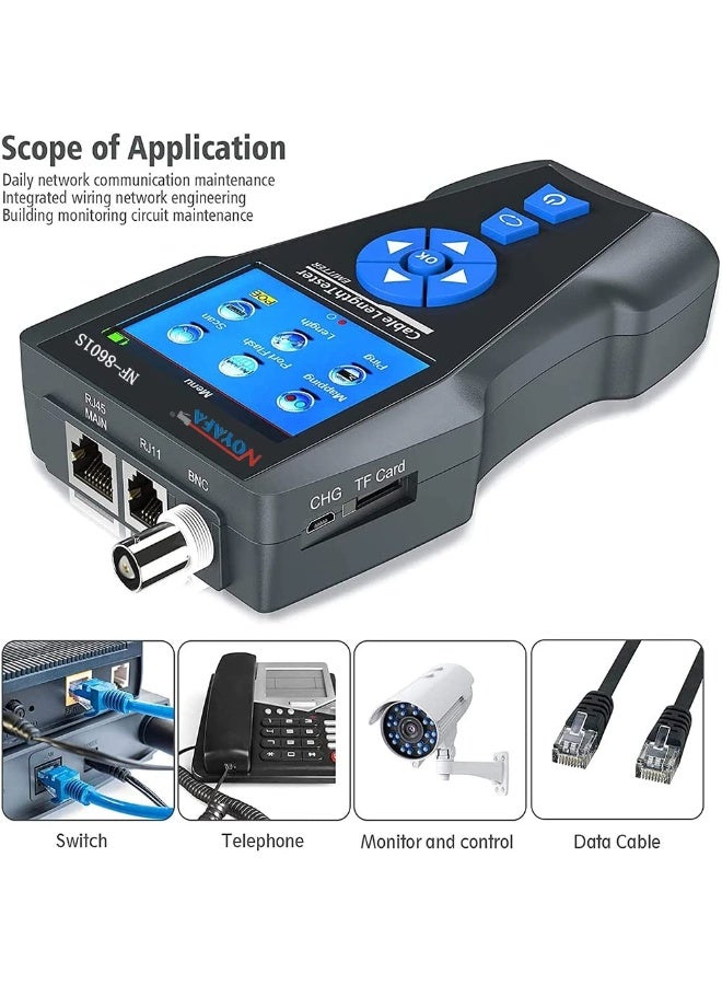 NOYAFA NF-8601S TDR Cable Tester For Network/BNC Coaxial/Telephone Cables with Troubleshooting Features of Length, Distance to Fault, Graphic Wire Mapping, Opens, Shorts, PoE, PING - Image 5