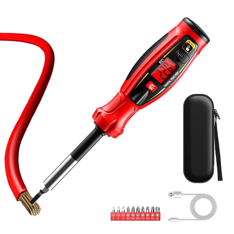 Electricity Tester | Non-Contact Voltage Detection, Screwdriver Cable Detector, for Mechanics, Technicians, Electricians, Home, Office, Garage, Workshop, Lamps, Sockets, Car - Image 1