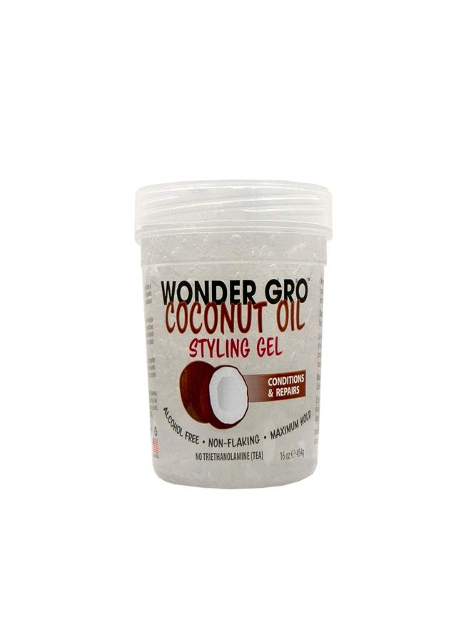 Wonder Gro Coconut Oil Hair Styling Gel, 16 fl oz - Non-Flaking, Alcohol-Free, Maximum Hold - Image 1